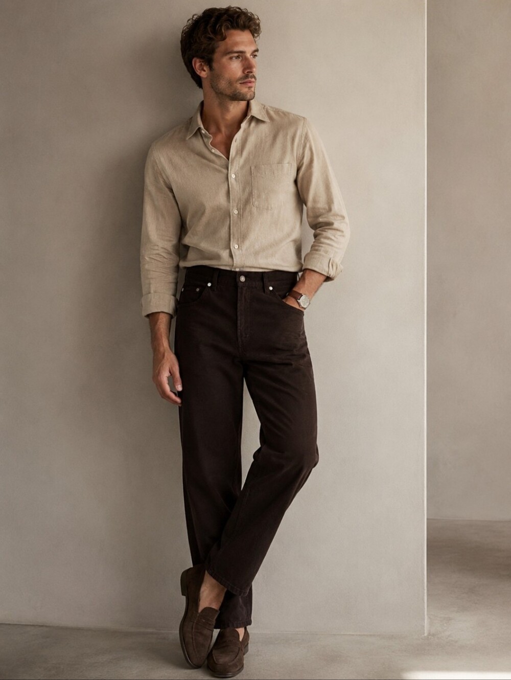 Hugo Boss Select Line Alabama 5 Pocket Design Brown Trousers 34 × 30